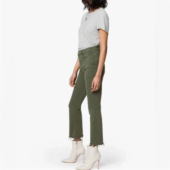 MOTHER Green Flare Wide Leg Jeans - Picture 2 of 15